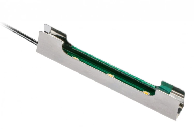 Klip LED do półek szklanych stalowy 3 diody LED SMD 3528 moc 0.25W ciepły biały