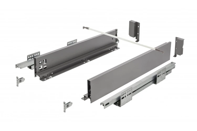 Szuflada GTV AXISPRO, H=84 mm, L=400 mm, push to open, pełny wysuw, antracyt
