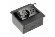 Gniazdo meblowe wpuszczane AVARO, 1x gniazdo french, USB A+C, przewód 1.5m, czarny