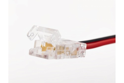 Złączki przeźroczyste do taśm COB 8mm z przewodem 15cm i mini amp męski