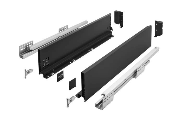 Szuflada GTV AXIS PRO, H=120 mm, L=550 mm, cichy domyk, pełny wysuw, czarny