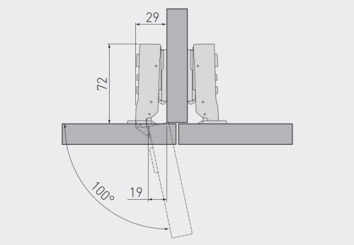 Zawias meblowy GTV hydrauliczny 08 bliźniaczy 1/2