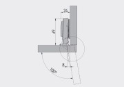 Zawias meblowy hydrauliczny ECHC  prosty prowadnik H=0 4 otwory