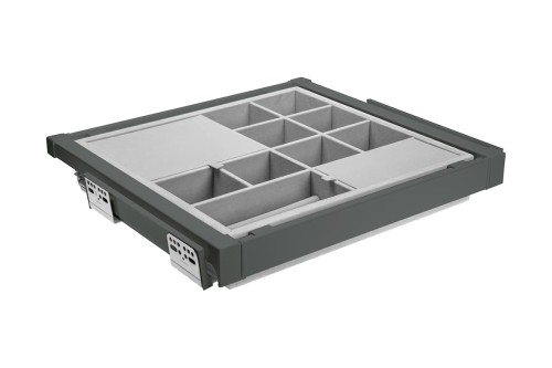Szuflada Elite z organizerem 600 mm z funkcją cichego zamknięcia szary antracyt