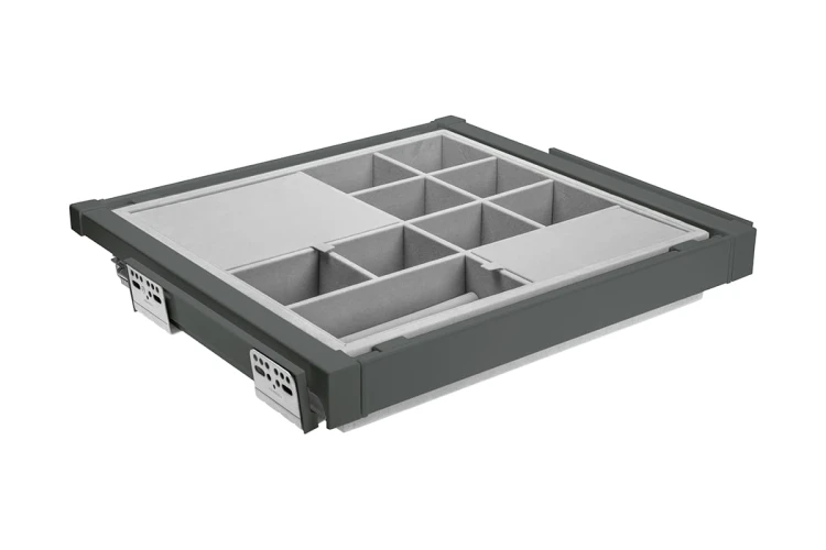 Szuflada Elite z organizerem 600 mm z funkcją cichego zamknięcia szary antracyt