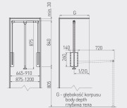 Pantograf 645mm - 910mm stalowy czarny