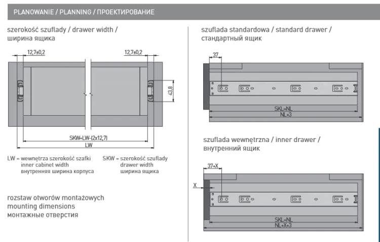 Prowadnica kulkowa h=45 l-350mm