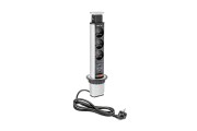 Biurkowy przedłużacz wpuszczany 60mm 3x 2 USB srebrny