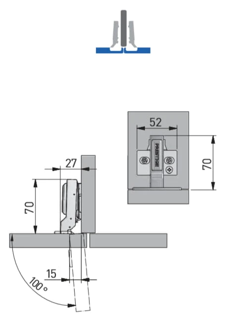 Zawias meblowy GTV hydrauliczny bliźniaczy