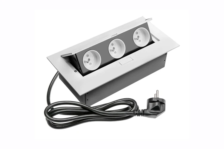 Przedłużacz biurkowy 3x gniazdo aluminium