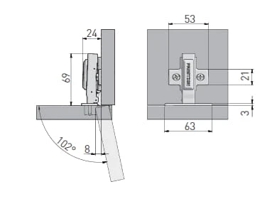 Zawias meblowy GTV hydrauliczny nakładany